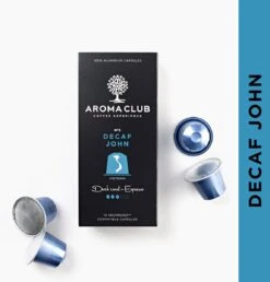 Aroma Club - Nespresso Compatible Capsules (120 St.) - No. 5 Decaf John - Intensiteit 3/5 - Decaf - 100% Aluminium Koffiecups -Bekend Koffie Winkel 1149x1200