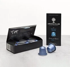Aroma Club - Nespresso Compatible Capsules (120 St.) - No. 5 Decaf John - Intensiteit 3/5 - Decaf - 100% Aluminium Koffiecups -Bekend Koffie Winkel 1200x1136