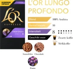 L'OR Lungo Profondo Koffiecups - Intensiteit 8/12 - 10 X 10 Capsules 19 L'OR Lungo Profondo Koffiecups - Intensiteit 8/12 - 10 X 10 Capsules -Bekend Koffie Winkel 1200x1140