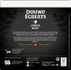 Douwe Egberts Lungo Decaf (6) - 10 X 20 Koffiecups -Bekend Koffie Winkel 1200x1186 1