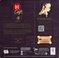Douwe Egberts D.E Café Lungo Koffiecups - Intesiteit 8/12 - 10 X 20 Capsules -Bekend Koffie Winkel 1200x1186 7