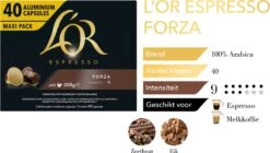 L'OR Espresso Forza Koffiecups - Intensiteit 9/12 - 4 X 40 Capsules -Bekend Koffie Winkel 1200x678