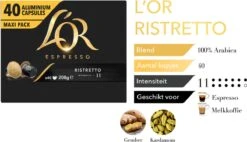 L'OR Espresso Ristretto Koffiecups - Intensiteit 11/12 - 4 X 40 Capsules 18 L'OR Espresso Ristretto Koffiecups - Intensiteit 11/12 - 4 X 40 Capsules -Bekend Koffie Winkel 1200x691 1