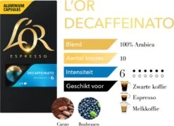 L'OR Espresso Decaffeinato Koffiecups - Intensiteit 6/12 - 10 X 10 Capsules -Bekend Koffie Winkel 1200x868