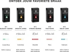 Aroma Club - Nespresso Compatible Capsules (120 St.) - No. 2 Smooth James - Intensiteit 3/5 - Espresso & Lungo - 100% Aluminium Koffiecups -Bekend Koffie Winkel 1200x889 2