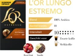 L'OR Lungo Estremo Koffiecups - Intensiteit 10/12 - 10 X 10 Capsules 19 L'OR Lungo Estremo Koffiecups - Intensiteit 10/12 - 10 X 10 Capsules -Bekend Koffie Winkel 1200x907