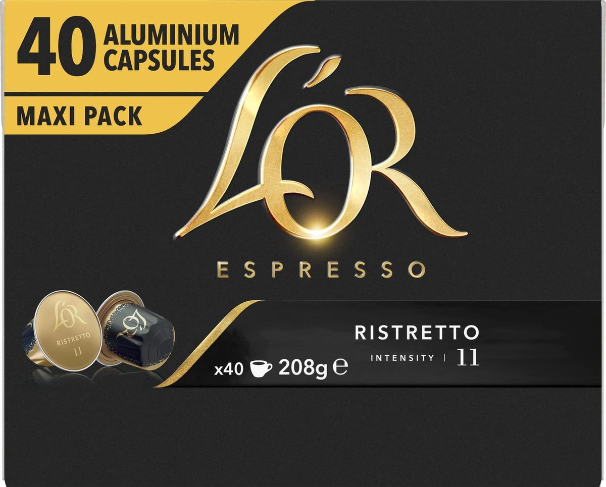 L'OR Espresso Ristretto Koffiecups - Intensiteit 11/12 - 4 X 40 Capsules 11 L'OR Espresso Ristretto Koffiecups - Intensiteit 11/12 - 4 X 40 Capsules - Afbeelding 9
