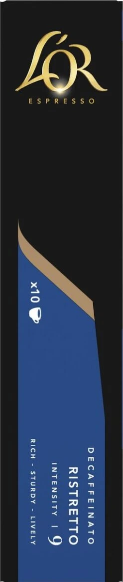 L'OR Espresso Ristretto Decaffeinato - Intensiteit 9/12 - 10 X 10 Capsules -Bekend Koffie Winkel 255x1200 9