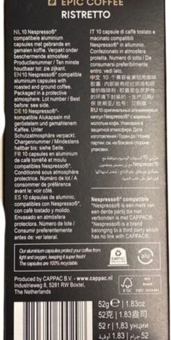 100 Capsules Epic Coffee - Ristretto - Nespresso® Compatible Aluminium Capsules - RFA Keurmerk - Doos 100 Stuks -Bekend Koffie Winkel 606x1200 7