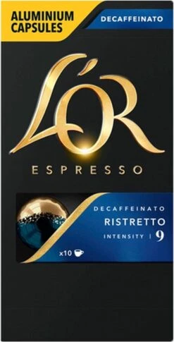 L'OR Espresso Ristretto Decaffeinato - Intensiteit 9/12 - 10 X 10 Capsules -Bekend Koffie Winkel 611x1200 1
