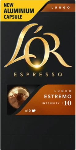 L'OR Lungo Estremo Koffiecups - Intensiteit 10/12 - 10 X 10 Capsules 24 L'OR Lungo Estremo Koffiecups - Intensiteit 10/12 - 10 X 10 Capsules -Bekend Koffie Winkel 612x1200