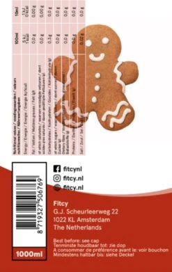 Fitcy | Koffiesiroop | Gingerbread | Barista Syrup | Zero | Vegan | Vetvrij | Suikervrij | Keto-vriendelijk | Koffie | Siroop | MET DOSEERPOMP | 1L -Bekend Koffie Winkel 759x1200