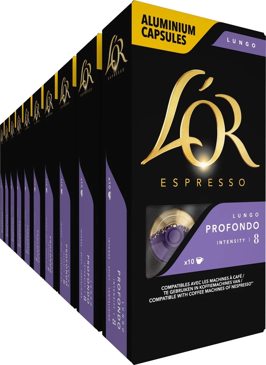L'OR Lungo Profondo Koffiecups - Intensiteit 8/12 - 10 X 10 Capsules 3 L'OR Lungo Profondo Koffiecups - Intensiteit 8/12 - 10 X 10 Capsules